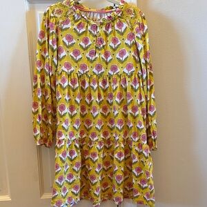 Mini Boden Yellow and Pink Floral Kids Dress - Size 4-5